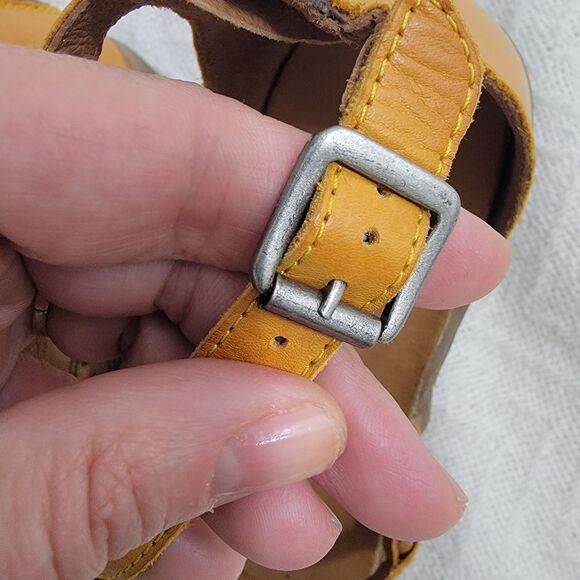 Miz Mooz Mari Yellow Ochre Sandal Back Zip Ankle Strap Size 42W 11 Wide Portugal - Picture 8 of 16